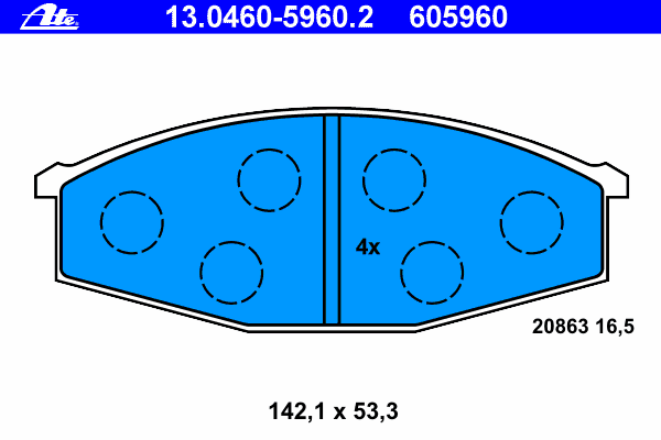 Комплект тормозных колодок, дисковый тормоз 13.0460-5960.2