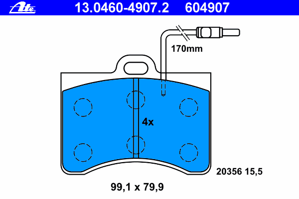Комплект тормозных колодок, дисковый тормоз 13.0460-4907.2