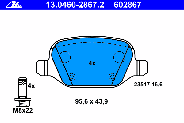 Комплект тормозных колодок, дисковый тормоз 13.0460-2867.2