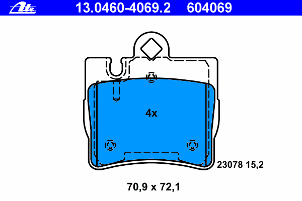 Комплект тормозных колодок, дисковый тормоз 13.0460-4069.2