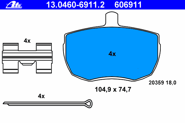 Комплект тормозных колодок, дисковый тормоз 13.0460-6911.2