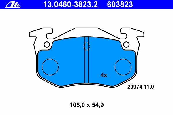Kit de plaquettes de frein, frein à disque 13.0460-3823.2