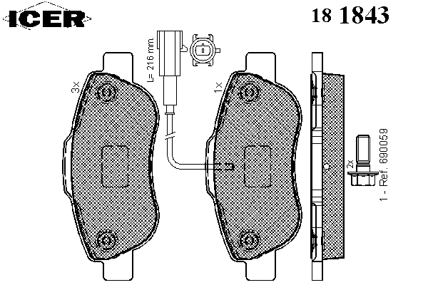 Комплект тормозных колодок, дисковый тормоз 181843