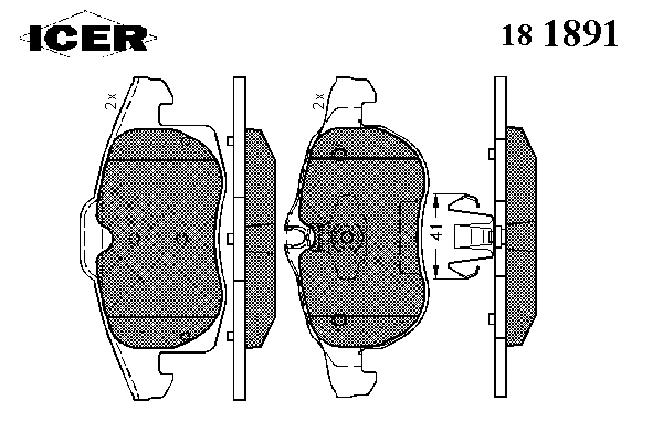 Комплект тормозных колодок, дисковый тормоз 181891