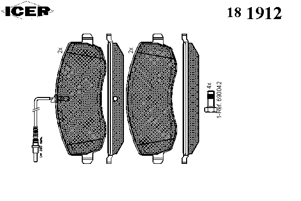 Комплект тормозных колодок, дисковый тормоз 181912