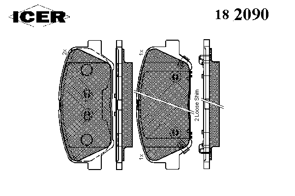 Комплект тормозных колодок, дисковый тормоз 182090