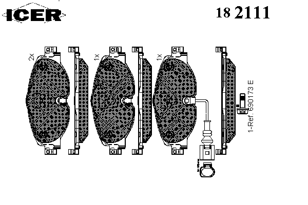 Комплект тормозных колодок, дисковый тормоз 182111