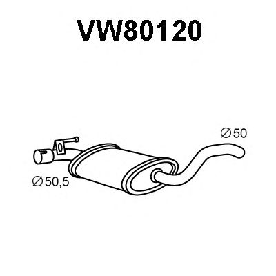 Средний глушитель выхлопных газов VW80120