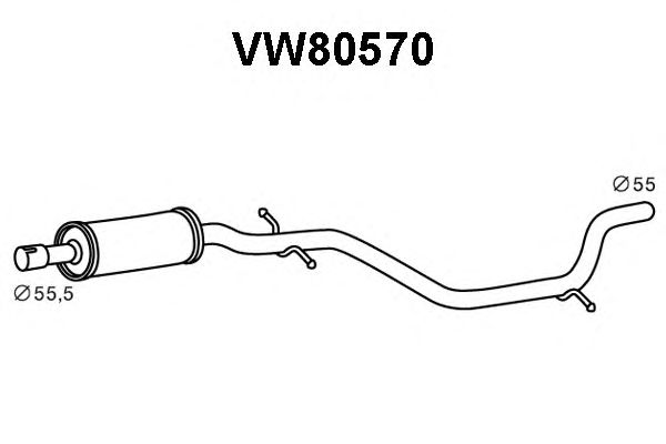 Средний глушитель выхлопных газов VW80570