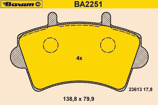 Комплект тормозных колодок, дисковый тормоз BA2251