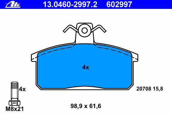 Комплект тормозных колодок, дисковый тормоз 13.0460-2997.2