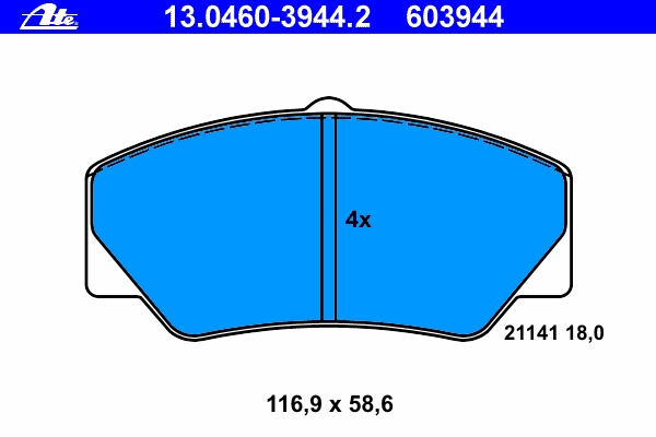 Комплект тормозных колодок, дисковый тормоз 13.0460-3944.2