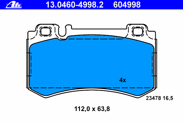 Комплект тормозных колодок, дисковый тормоз 13.0460-4998.2