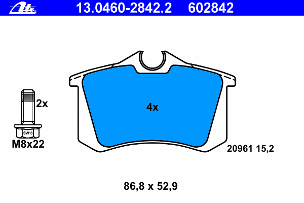 Kit de plaquettes de frein, frein à disque 13.0460-2842.2