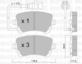 Комплект тормозных колодок, дисковый тормоз 22-0554-0