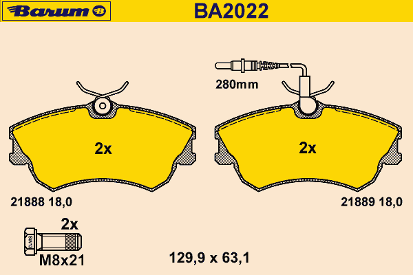 Bromsbeläggssats, skivbroms BA2022