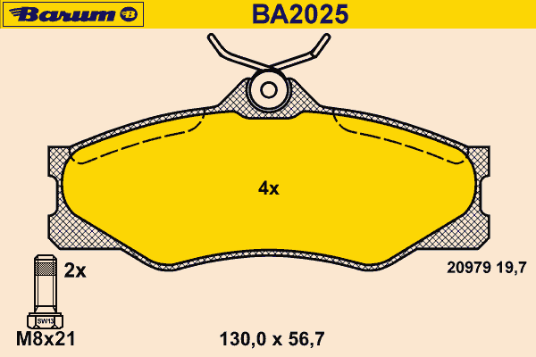 Bremsebelegg sett, skivebremse BA2025
