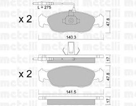 Комплект тормозных колодок, дисковый тормоз 22-0156-0