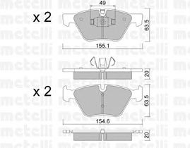 Комплект тормозных колодок, дисковый тормоз 22-0557-5