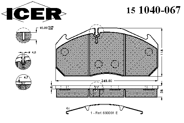 Комплект тормозных колодок, дисковый тормоз 151040-067