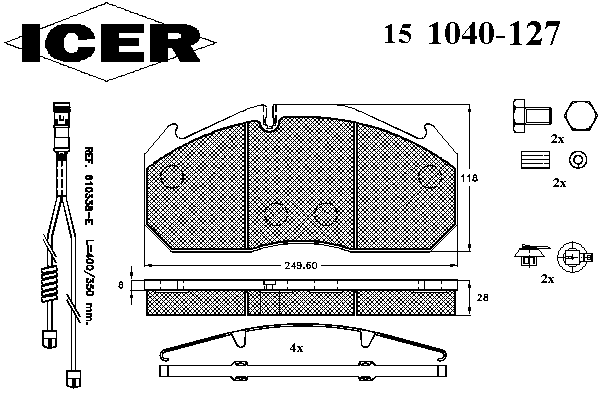 Комплект тормозных колодок, дисковый тормоз 151040-127