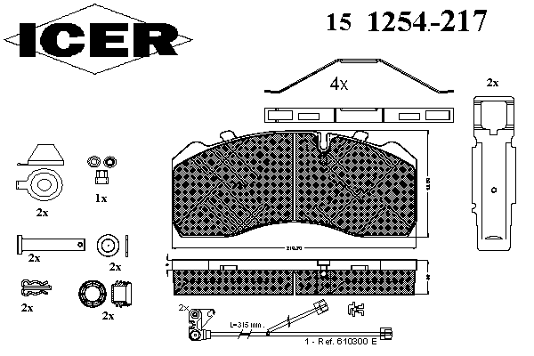Kit de plaquettes de frein, frein à disque 151254-217