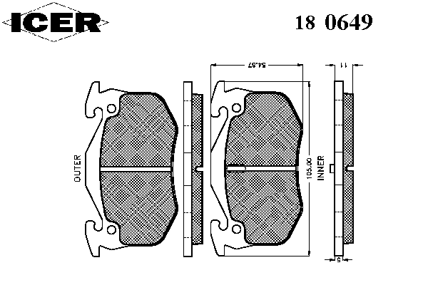 Комплект тормозных колодок, дисковый тормоз 180649