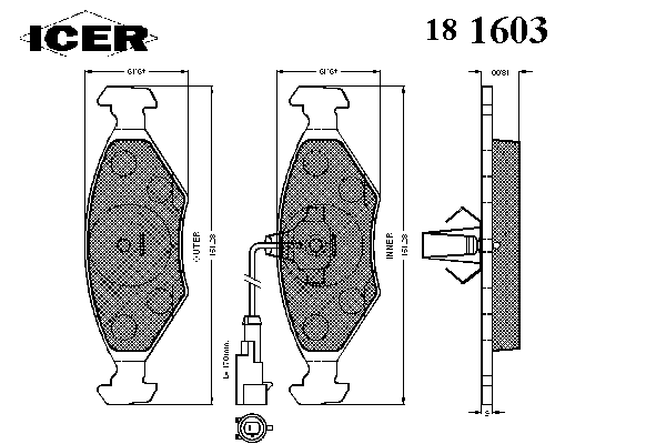 Комплект тормозных колодок, дисковый тормоз 181603