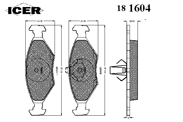 Комплект тормозных колодок, дисковый тормоз 181604