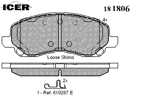 Комплект тормозных колодок, дисковый тормоз 181806