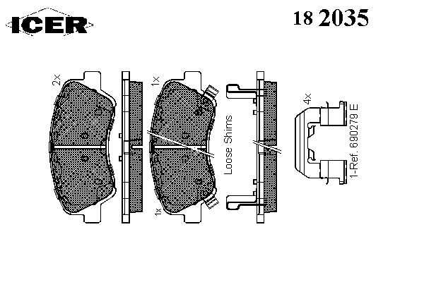 Комплект тормозных колодок, дисковый тормоз 182035