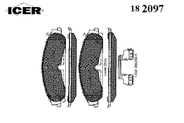 Комплект тормозных колодок, дисковый тормоз 182097
