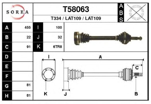 Arbre de transmission T58063