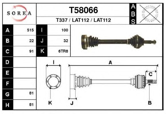 Arbre de transmission T58066