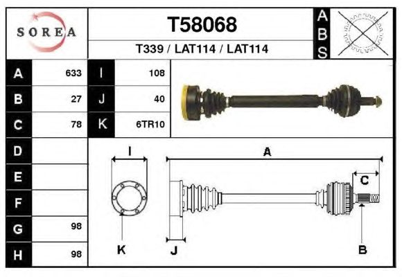 Arbre de transmission T58068