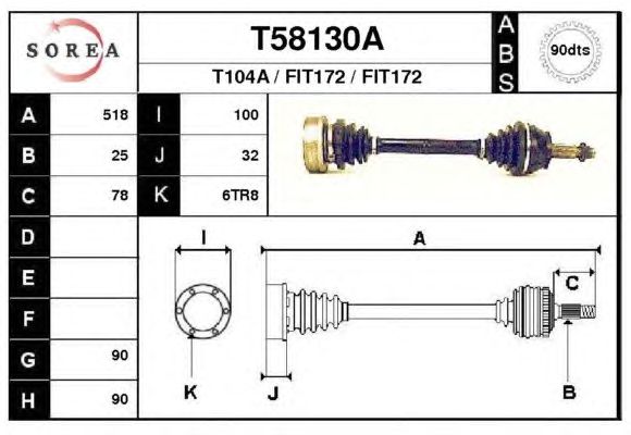 Arbre de transmission T58130A