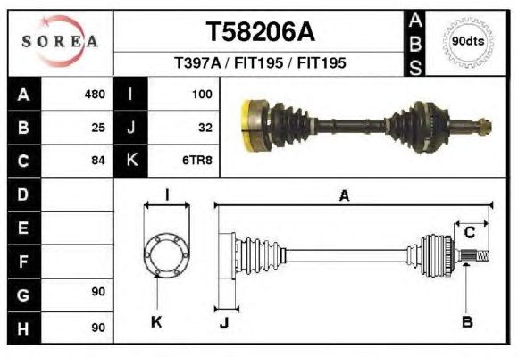 Arbre de transmission T58206A
