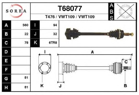 Veio de transmissão T68077