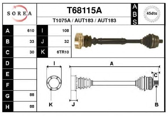 Arbre de transmission T68115A