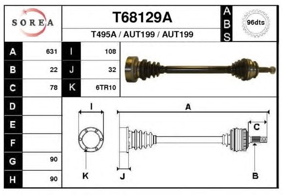 Arbre de transmission T68129A