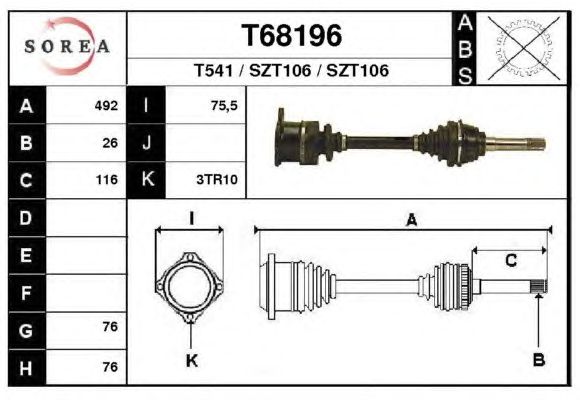 Arbre de transmission T68196