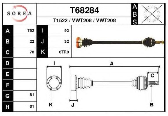 Arbre de transmission T68284