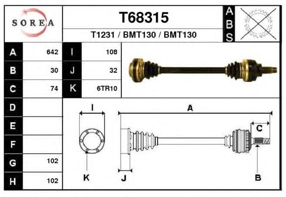 Arbre de transmission T68315