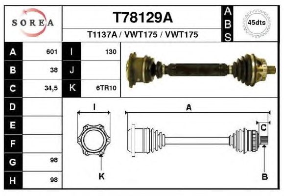 Arbre de transmission T78129A
