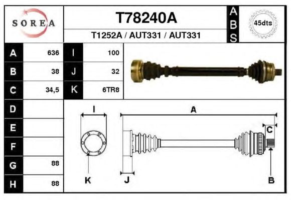 Arbre de transmission T78240A
