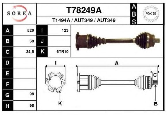 Arbre de transmission T78249A