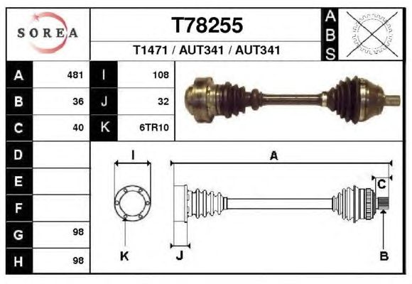 Arbre de transmission T78255
