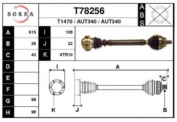 Arbre de transmission T78256