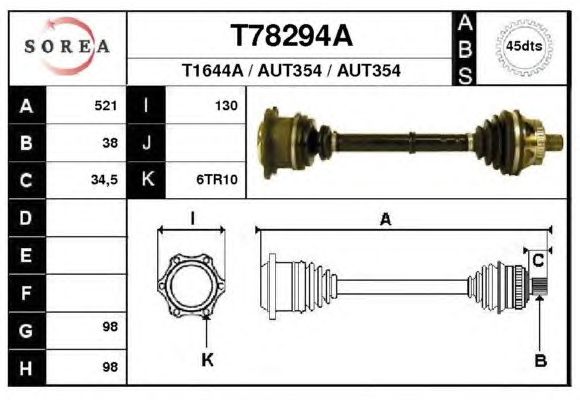 Arbre de transmission T78294A