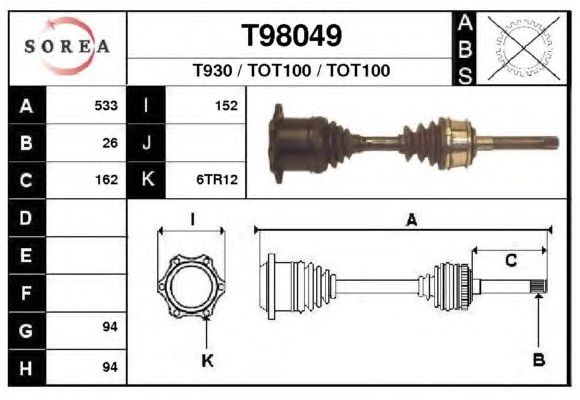 Albero motore/Semiasse T98049